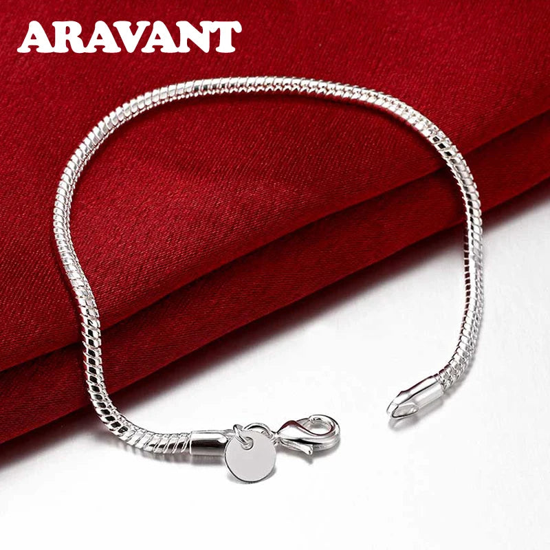 Aravant 925 Silber 3 MM/4 MM Schlangenkette Armbänder Für Frauen Männer Modeschmuck