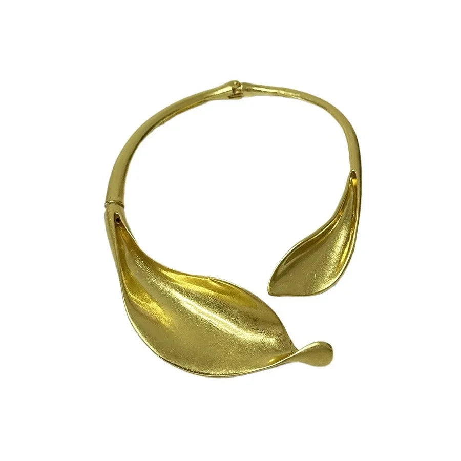 Za Sommer Neue Ankunft Europäische Nicheuniquegold Blatt Blume Halskette Übertrieben Trendy High-end-Gefühl Offene Halskette