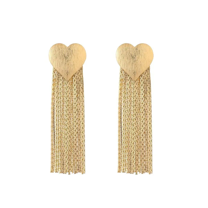 Zhukou Herz Quaste Ohr stecker für Frauen koreanischen Stil Temperament Abendessen Tropfen Ohrringe Modeschmuck Großhandel