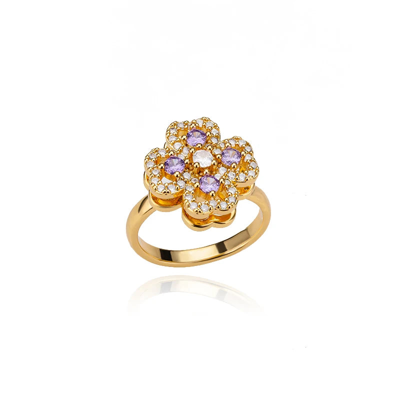 Spinner Zirkon Herz Vierblättriges Kleeblatt Ringe Für Frauen Edelstahl Anti Stress Angst Zappeln Ring Schmuck Weihnachten Geschenk