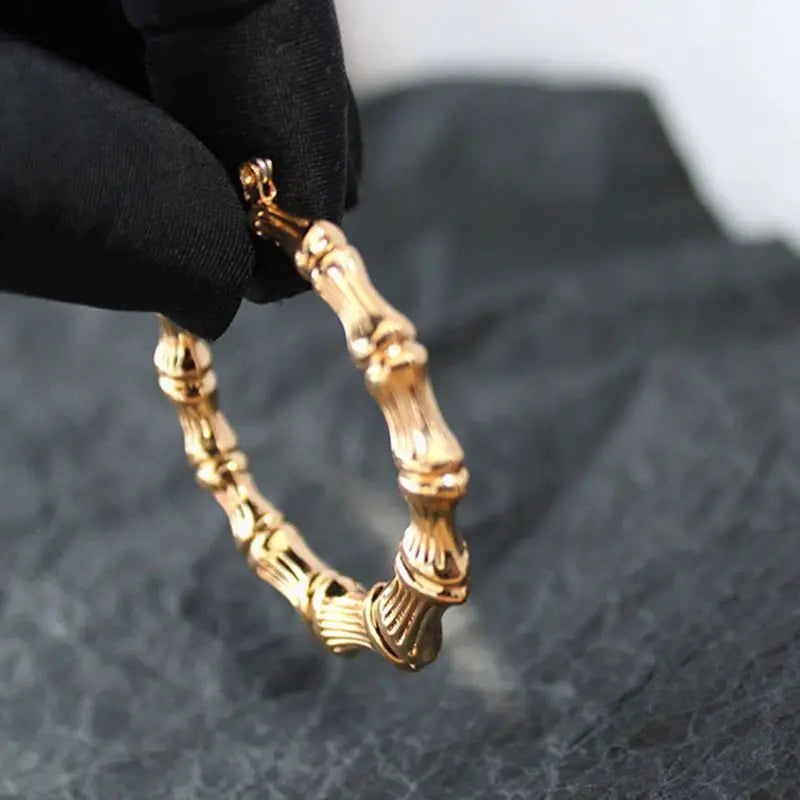 Punk Ohrringe Silber Gold Farbe große Bambus Kreis Creolen große Promi Ohrringe Creolen Schmuck Charms für Frauen
