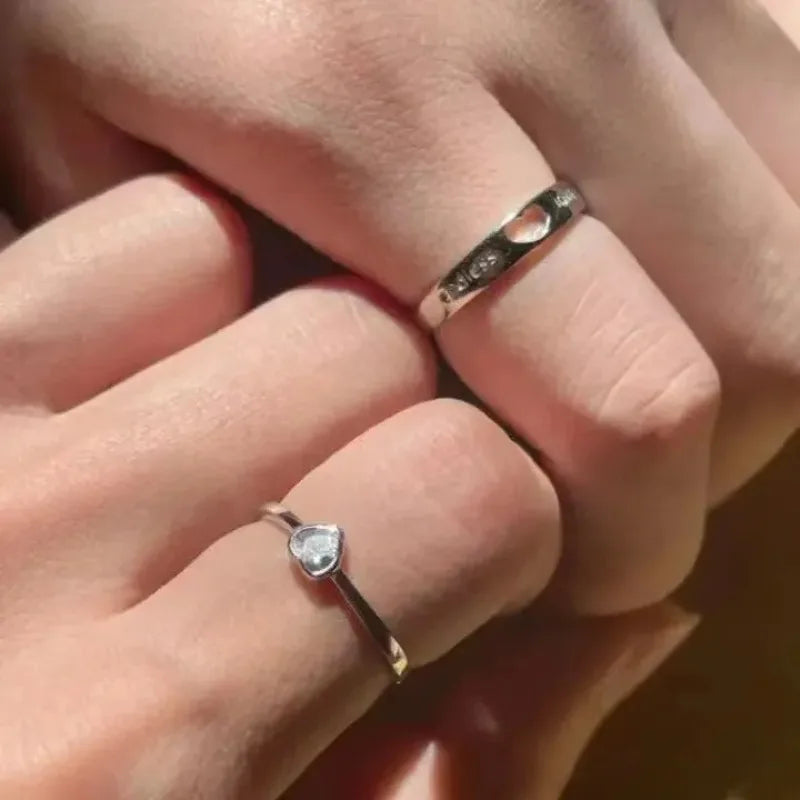 2 Teile/sätze Zirkon Liebe Herz Passenden Paar Ringe Für Immer Endlose Liebe Hochzeit Ring Für Frauen Männer Liebhaber Valentinstag schmuck