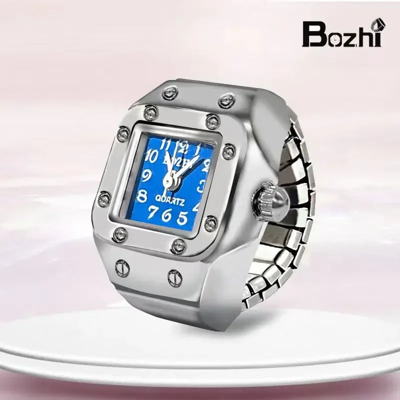 Vintage Punk Quarz Fingeruhr Ring für Frauen Männer Paar Ringe Digitale Uhren Elastische Dehnbare Finger Band Ring Schmuck Uhr