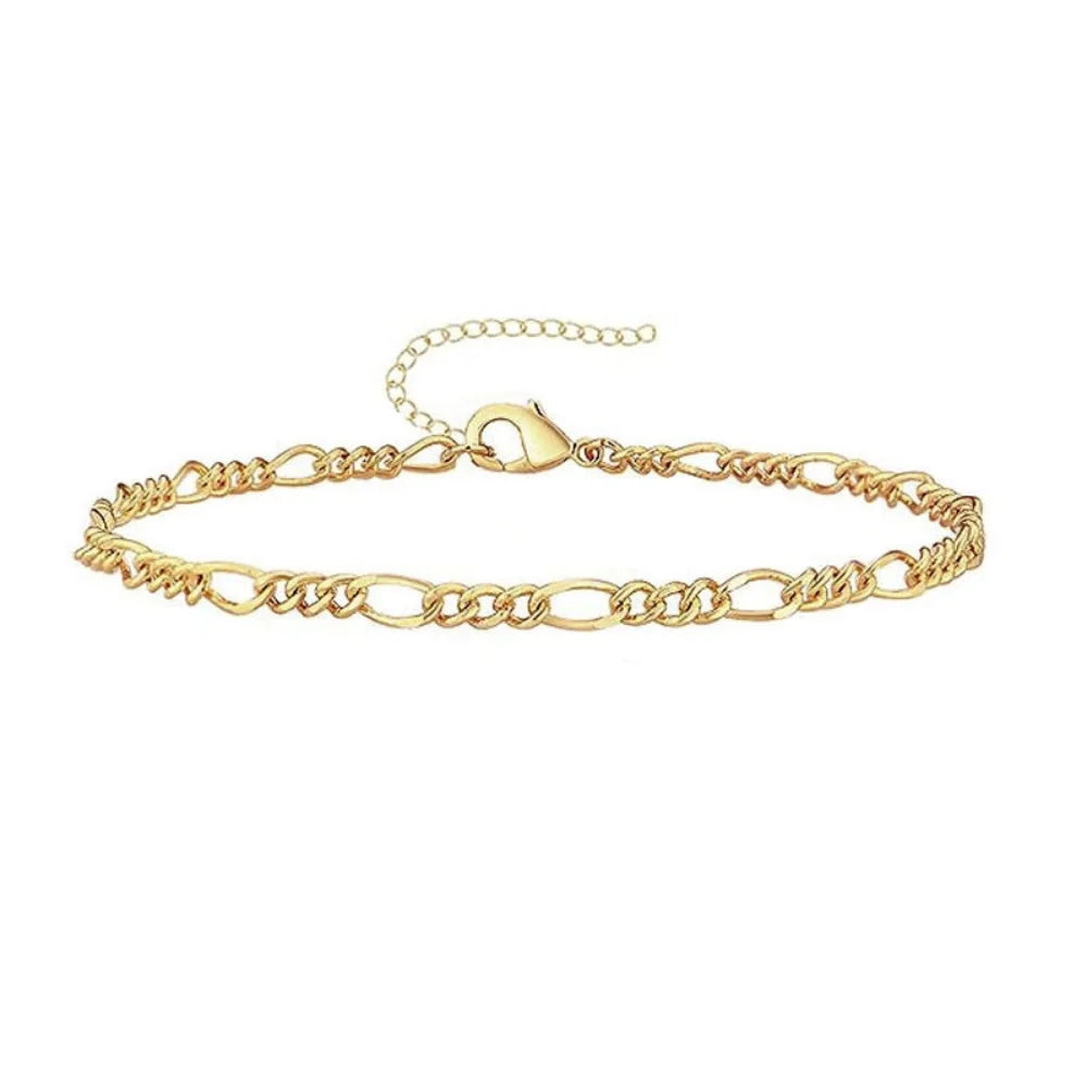 MEDFOLY Goldarmbänder für Frauen, zierlich, 14 Karat vergoldet, wasserdicht, verstellbares Glied, Figaro, kubanisches Büroklammer-Kettenarmband, Geschenke