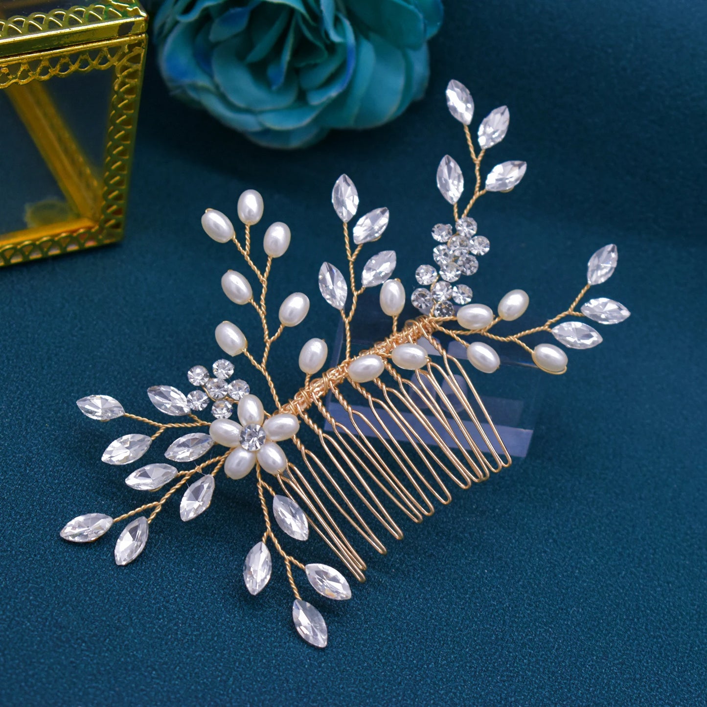 A499 Silber Gold Farbe Haar Kamm Kristall Hochzeit Kopf Stück Braut Kopfbedeckungen Frauen Haar Zubehör Party Pin Clip Prom Stirnband