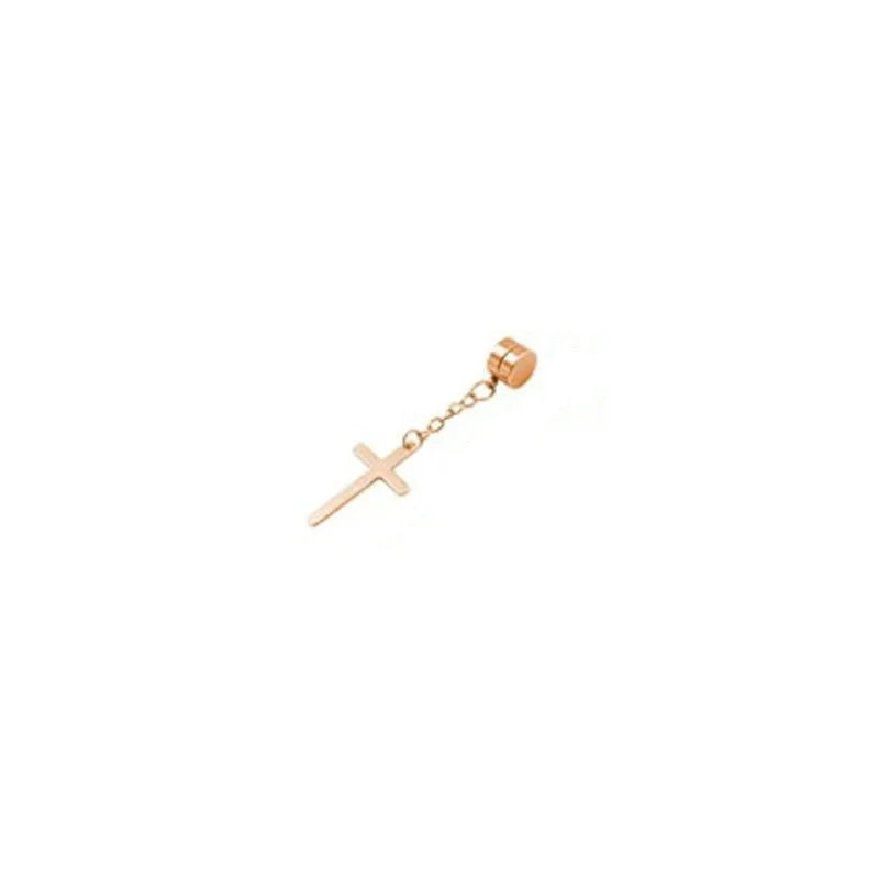 Punk Kreuz Anhänger Quaste Edelstahl Ohrringe Magnet Mode Geometrische Clip Ohr Schmuck Party Geschenke Für Frauen Männer