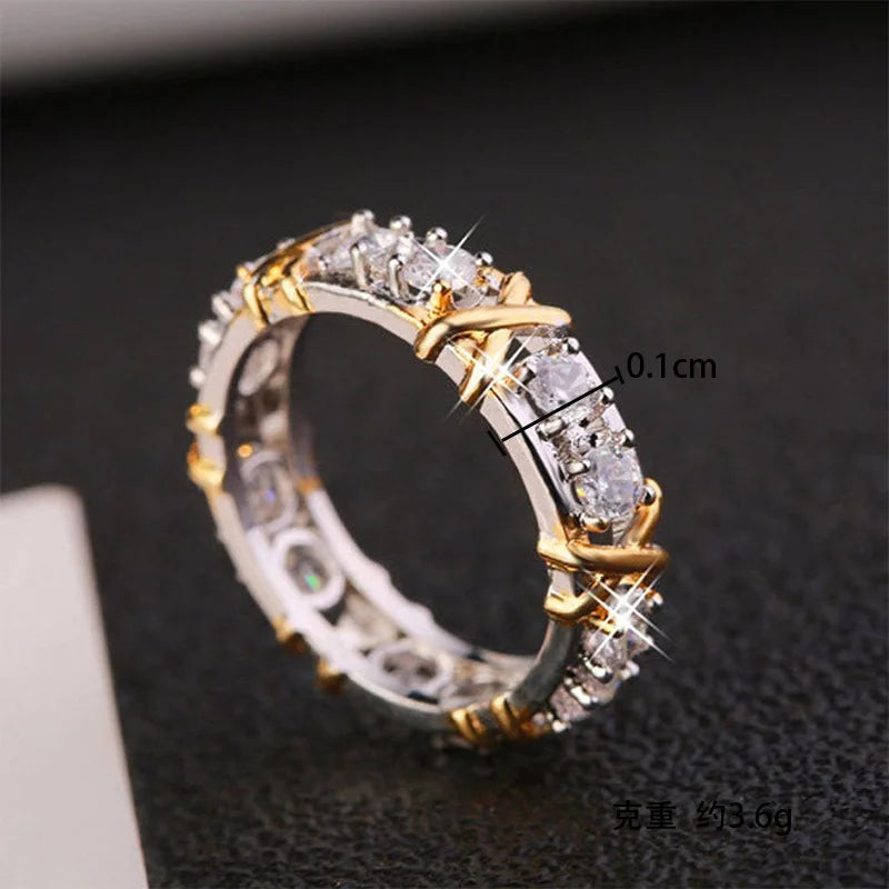 1psc Luxus elegante glänzende Zirkon Kreuz ringe für Frauen Mode Einfachheit Ring Party Dekor Festival Hochzeits geschenk Schmuck Frauen