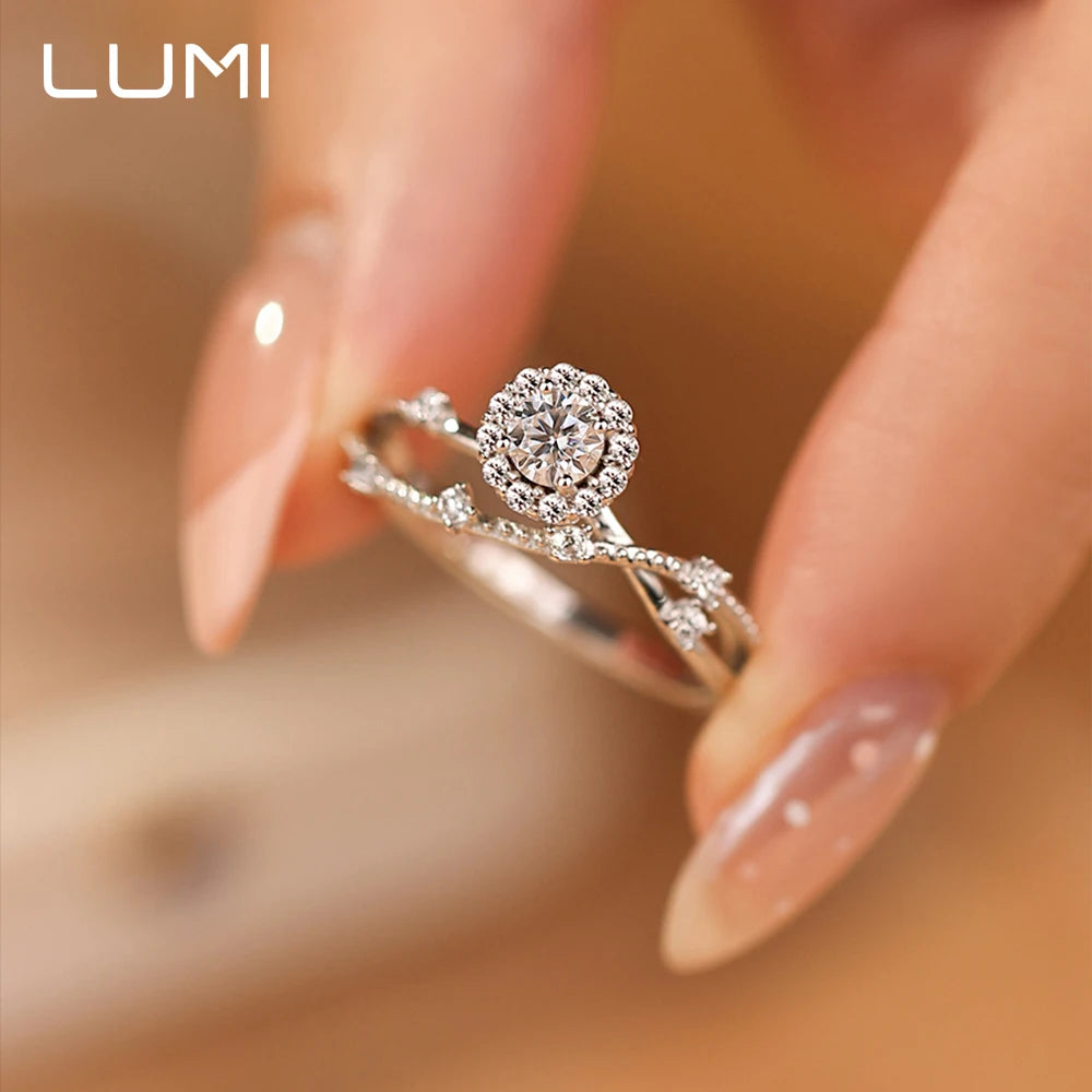 0,5-1 CT D Farbe Blume Moissanit 925 Silber Ring für Frauen Romantische Blumen Hochzeit Versprechen Bands Makellos Funkelnden Schmuck GRA