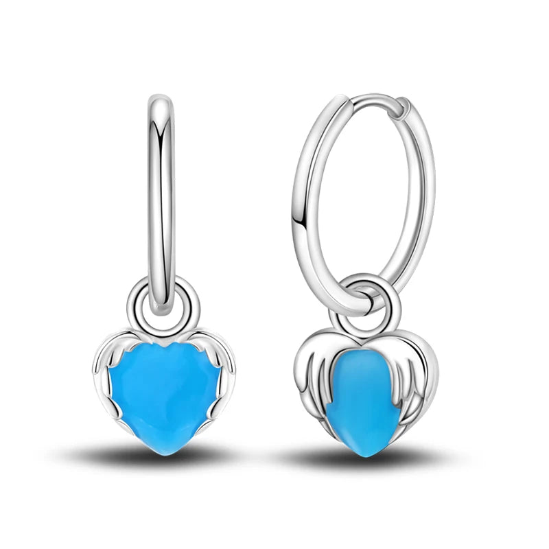 Heißer Verkauf Mode 925 Silber Farbe Ohrringe Blau Zirkon Sterne Mond Unregelmäßigkeit Ohrringe Für Frau Feine Geburtstag Schmuck Geschenke