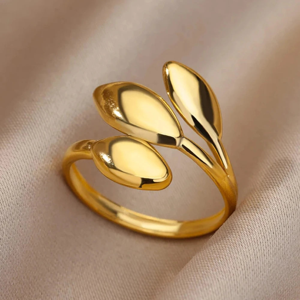 Edelstahl Ringe Für Frauen Männer Gold Farbe Hohl Weit Offenen Ring Weiblich Männlich Mode Hochzeit Party Finger Schmuck Geschenk 2024