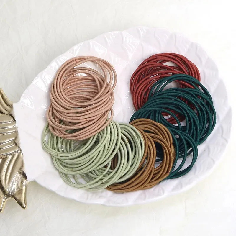 100 Teile/satz Haargummis Elastische Gummibänder für Frauen Männer Dünne Haar Gummibänder Pferdeschwanz Scrunchies Haar Zubehör für Frauen