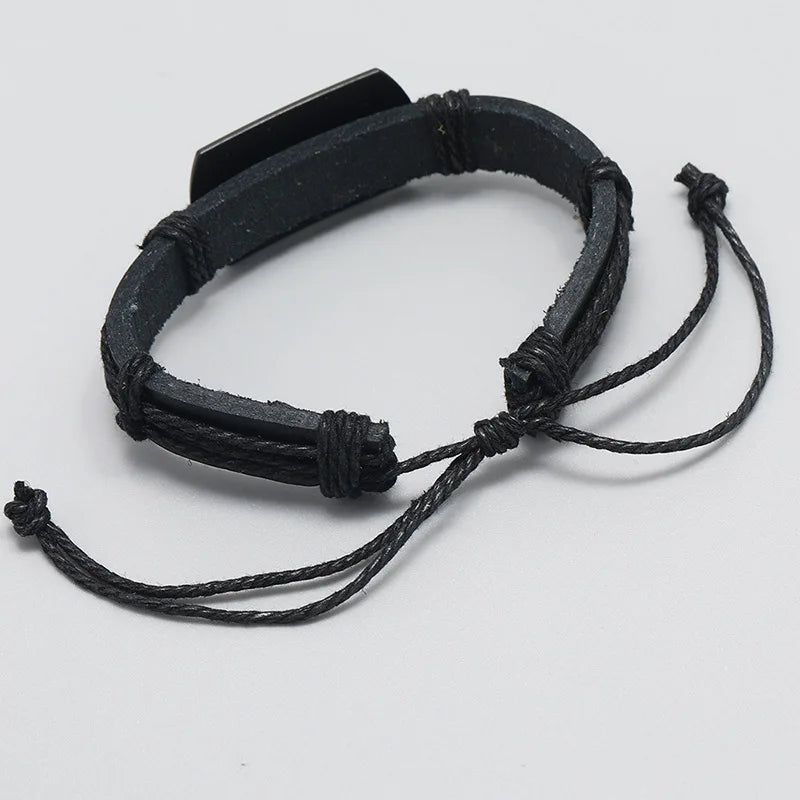 Punk Stil Schwarz Wolf Kopf Armbänder Multi-schicht Woven Leder Seil Armband Männer Mode Handgemachten Schmuck Großhandel