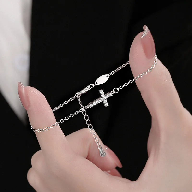 Beliebtes Kreuzarmband aus 925er-Sterlingsilber, Temperament, bezauberndes Damenarmband, Geburtstagsfeier, Geschenk, exquisiter Schmuck