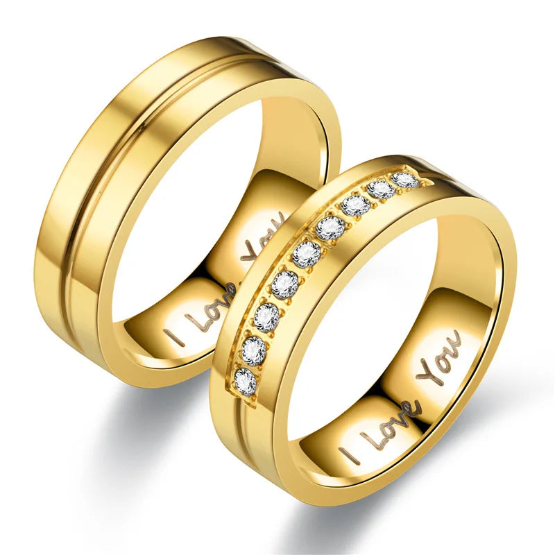 Mode Edelstahl Paar Verlobungsringe für Frauen Männer Kristall ICH LIEBE DICH Ring 2022, Hochzeit Schmuck Zubehör Geschenke