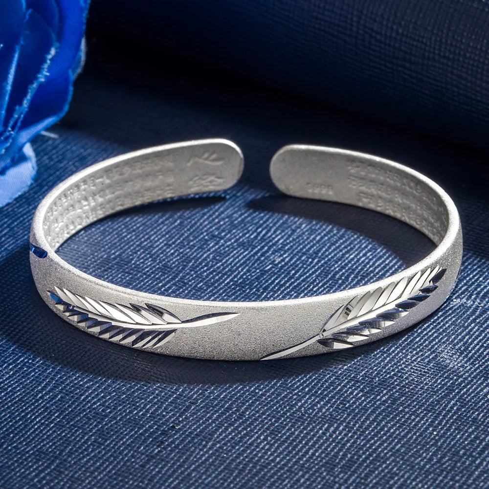 Mode 925 Sterling Silber Blatt Zuckerguss Manschette Armreif Armbänder Für Frauen Luxus Schmuck Großhandel