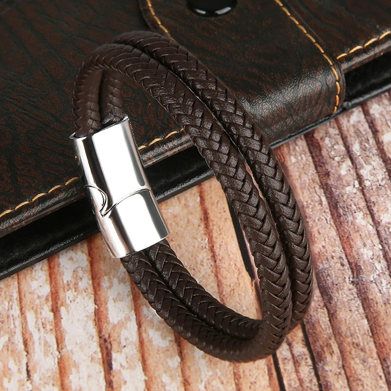 2025 NEUE Echtes Leder Armbänder & Armreifen für Männer Frauen Doppel Schicht Leder Seil Armband Handgemachten Schmuck Homme Pulseras