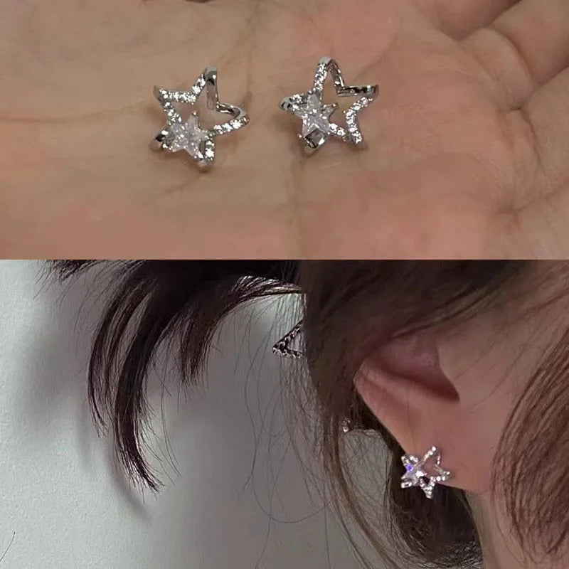Glänzende Zirkon Stern Quaste Ohrringe Frauen Koreanische Nette Elegante Pentagramm Tropfen Ohrring Y2K Schmuck Hochzeit