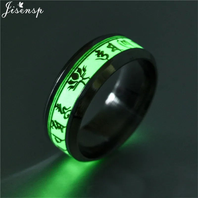 2025, Edelstahl, leuchtend im Dunkeln, Herz-Fingerringe für Männer und Frauen, Punk-Musik, Drache, leuchtender Ring, Paarschmuck, Anel
