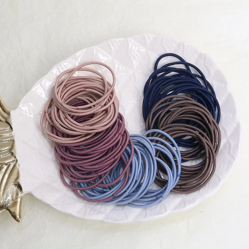 100 Teile/satz Haargummis Elastische Gummibänder für Frauen Männer Dünne Haar Gummibänder Pferdeschwanz Scrunchies Haar Zubehör für Frauen