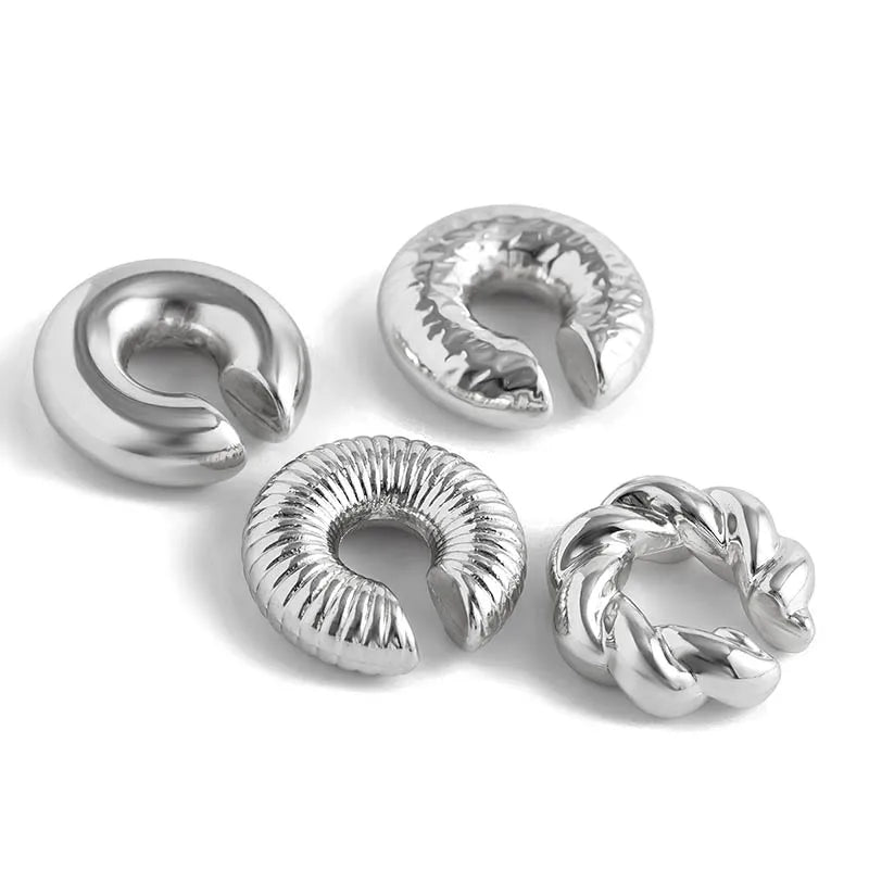 1 Paar glatte, runde C-förmige Clip-Ohrringe für Damen, leicht, ohne Piercing, Knorpelohrmanschette, goldfarbene, silberfarbene Ohrringe
