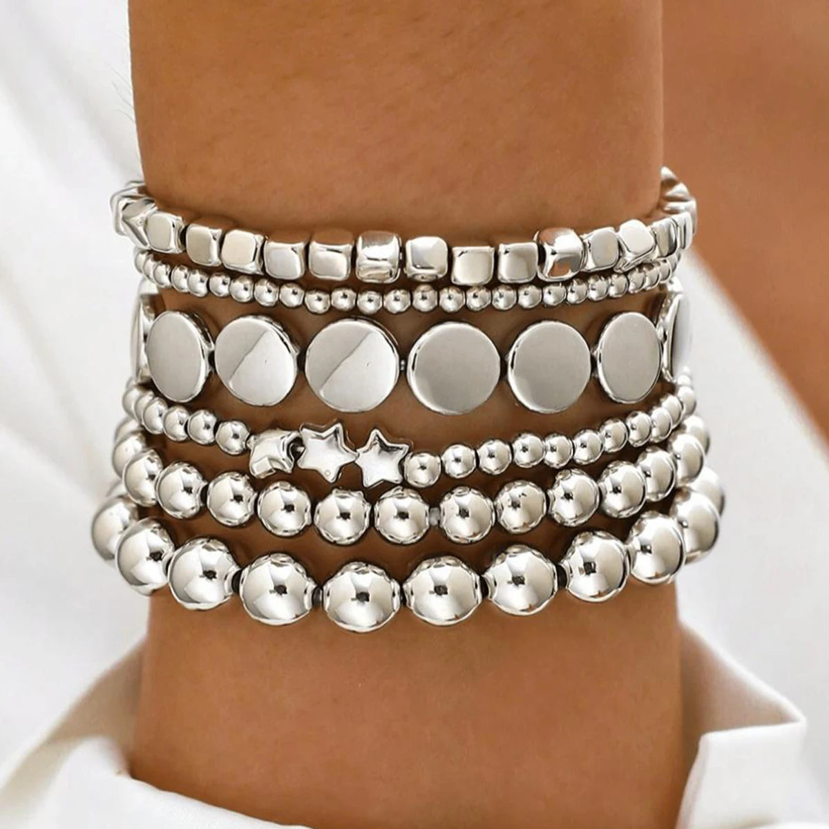 Bohemian CCB Perlen Perlen Armband Trend Multi Layer Gestapelt Elastische Seil Armband Set Frauen Elegante Täglichen Vielseitig Schmuck