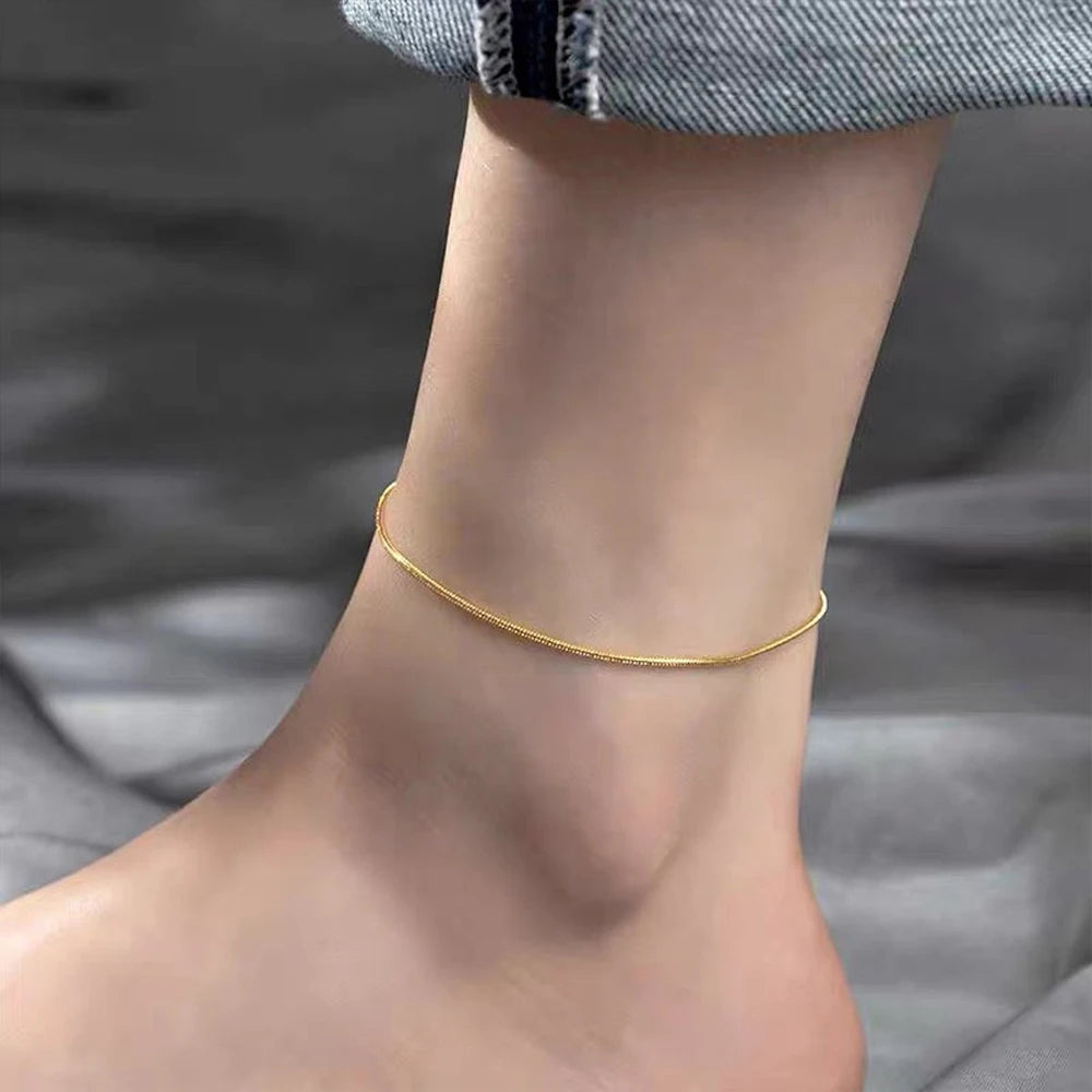 Emanco vergoldete runde Schlangen kette barfuß Strand Fuß schmuck einfachen Stil Metall Textur Geschenk für ihre Fabrik direkten Versand