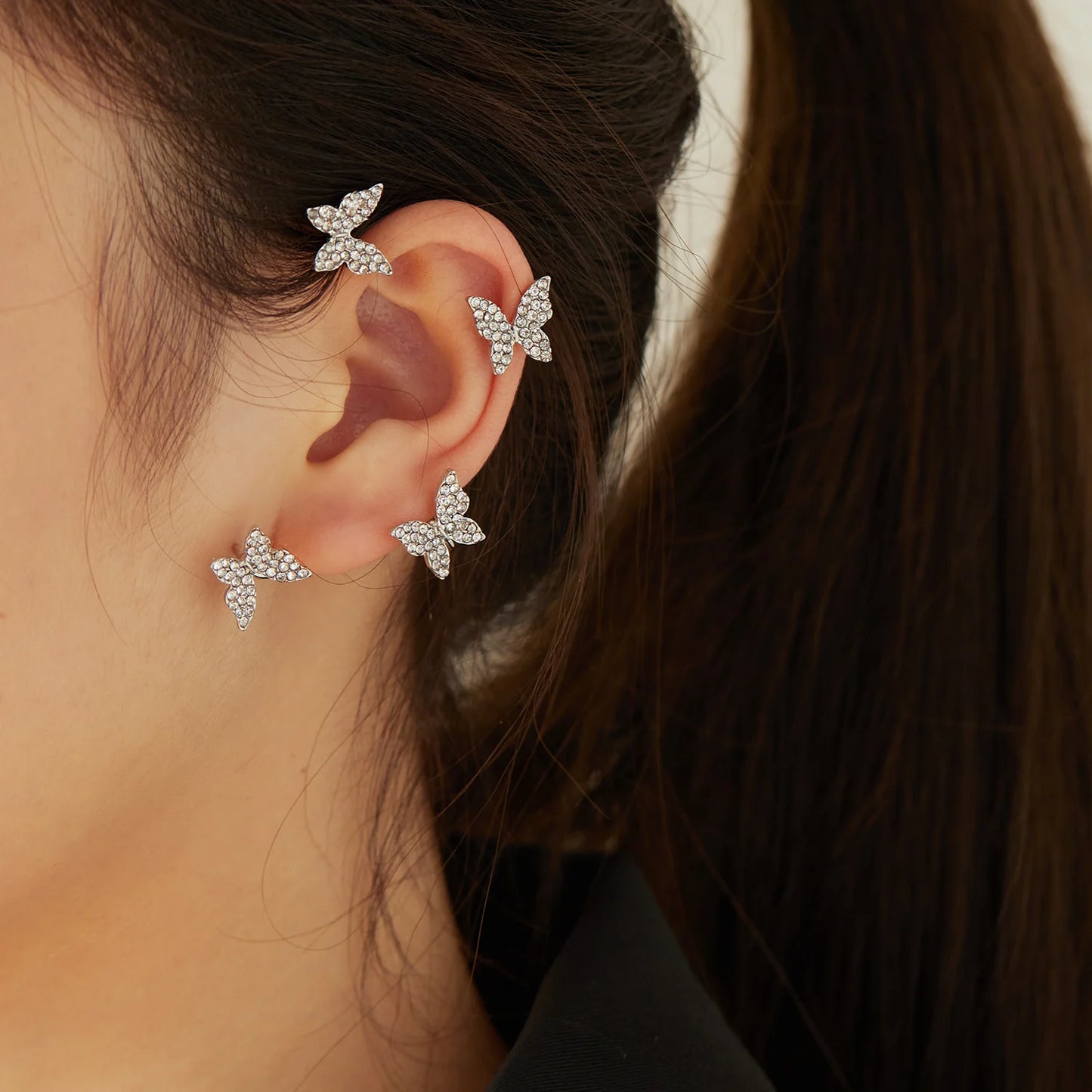 Koreanischen Stil Schmetterling Ohr Clips Ohne Piercing Für Frauen Funkelnden Zirkon Ohr Manschette Clip Ohrringe Hochzeit Schmuck Geschenke
