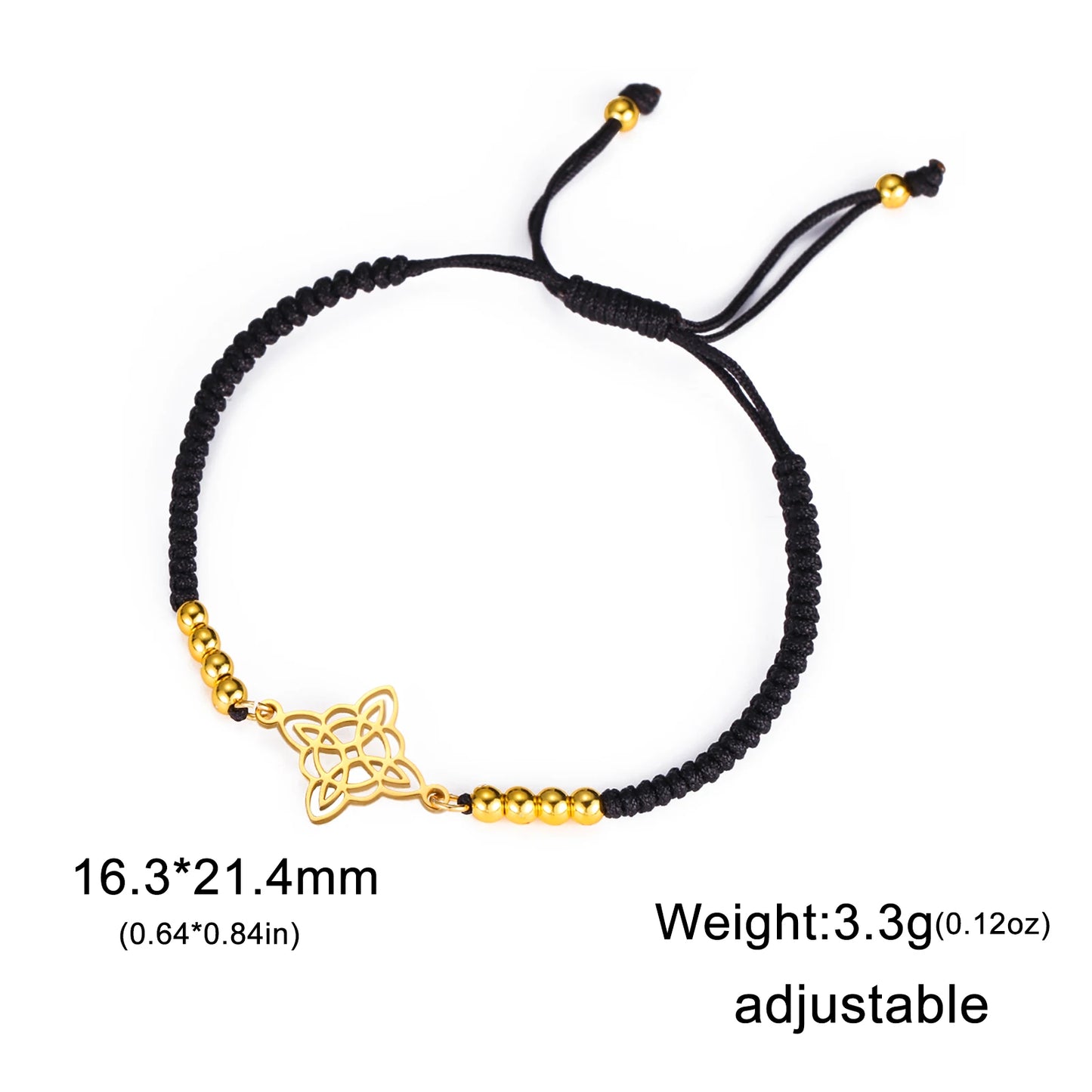 LIKGREAT Armband mit irischem Hexenknoten für Damen und Herren, keltischer Knoten, gewebtes Seil, Schmuck, Edelstahl, Amulett, Talisman, Geburtstagsgeschenk