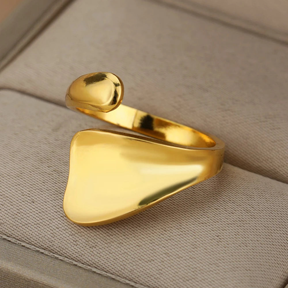 Edelstahl Ringe Für Frauen Männer Gold Farbe Hohl Weit Offenen Ring Weiblich Männlich Mode Hochzeit Party Finger Schmuck Geschenk 2024
