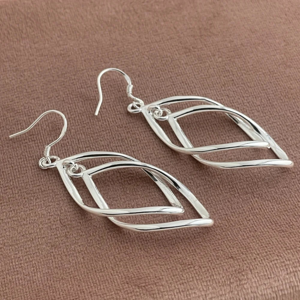 Lange Ohrringe aus 925er-Sterlingsilber mit hohler Quaste, Damenmode, Hochzeitsschmuck, Geschenk
