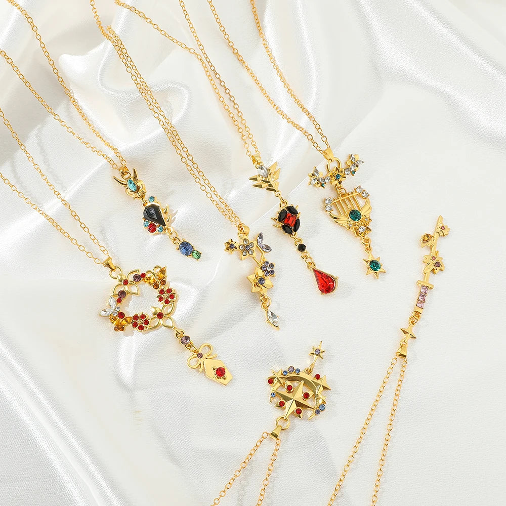 Neue Anime Genshin Impact Anhänger Halskette Für Frauen Trendy Schmuck Zirkon Schlüsselbein Kette Kazuha Tartaglia Venti Cosplay Halskette