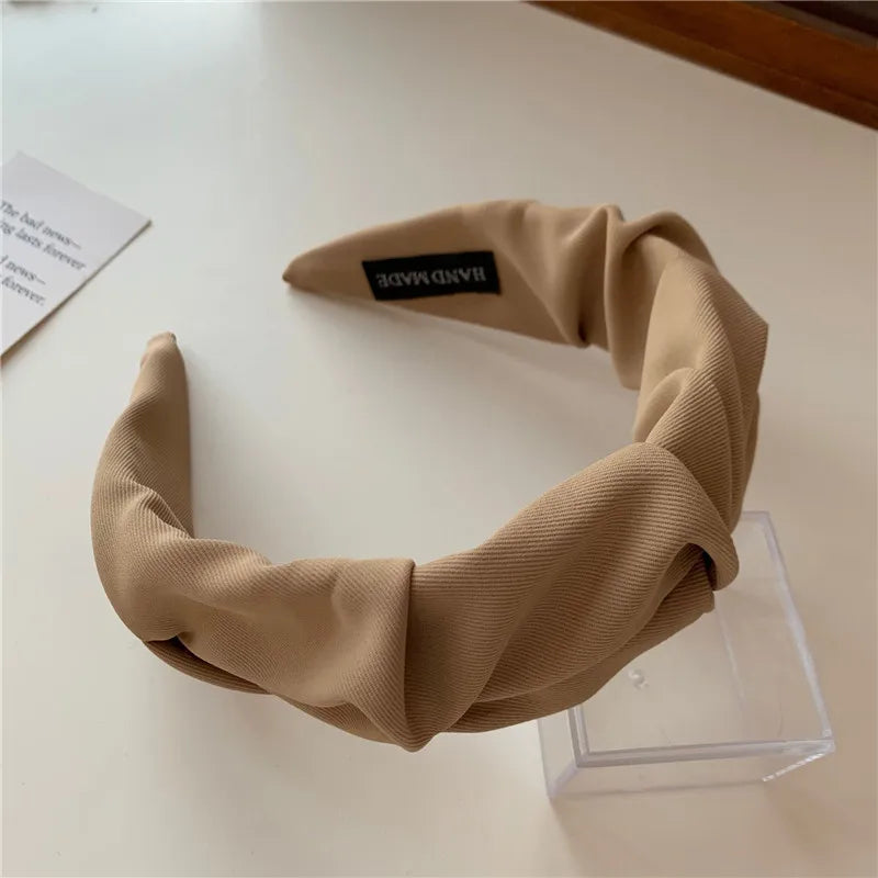 Koreanische Haarschmuck einfarbige Baumwolle zerkn ittert Frauen Kopf Reifen breite Lünette Make-up Haar bänder für Damen Kopf bedeckung neu