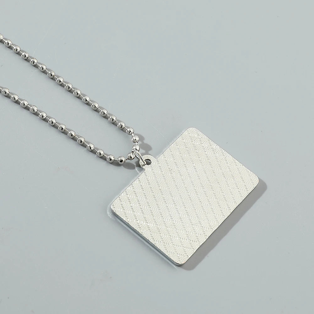 Coole „Hi My Name Is Slim Shady“-Halsketten mit quadratischem Anhänger für Männer und Jungen, personalisiertes Accessoire, Perlenkette, Schmuck, Geschenke für Freunde