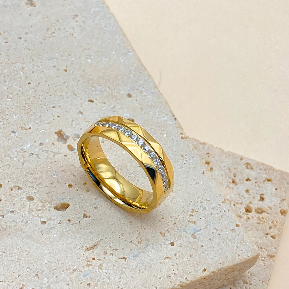 eManco Neue Minimalistische Dünne Ringe für Frauen Hochzeit Brillante Kubikzircon Hohe Qualität Vielseitig Weibliche Finger Ring Schmuck