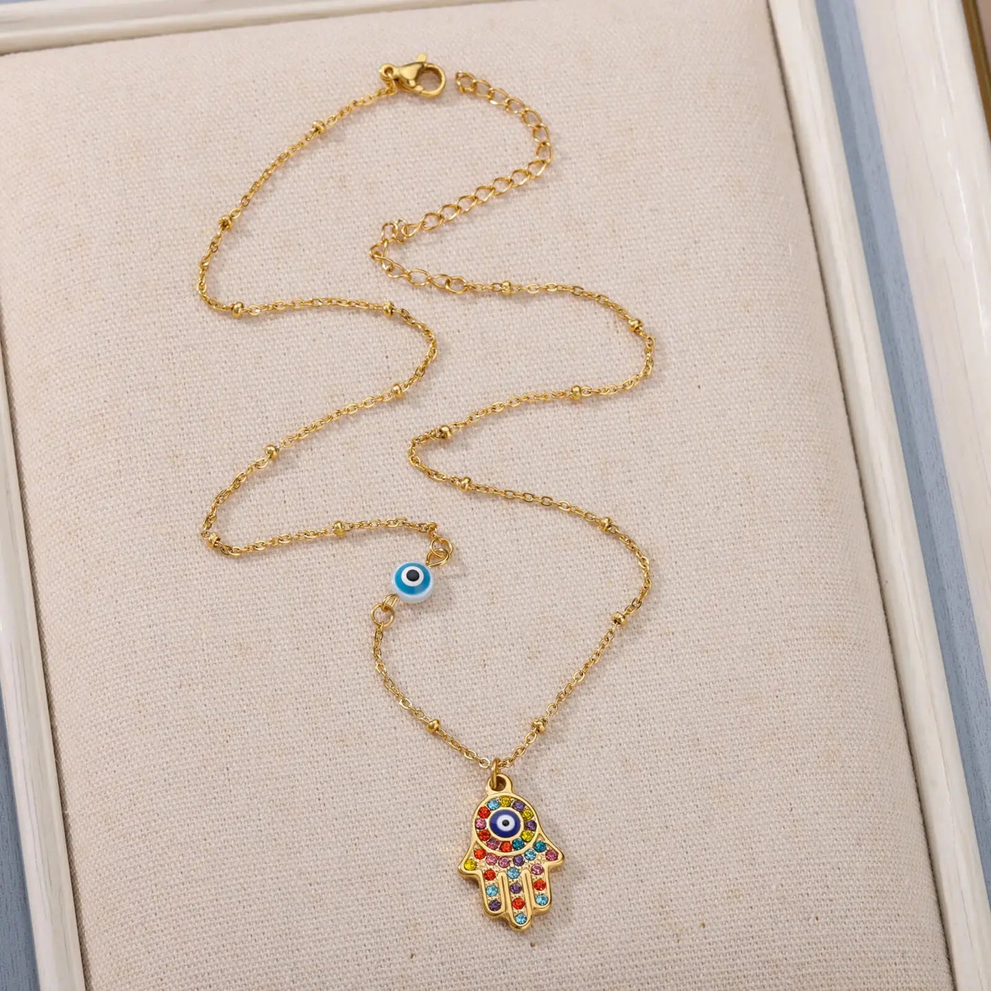 Türkische Hamsa Evil Eye Halsketten für Frauen Edelstahl Gold Farbe Charme Halsband Halskette Weihnachten Schmuck Zubehör Geschenk