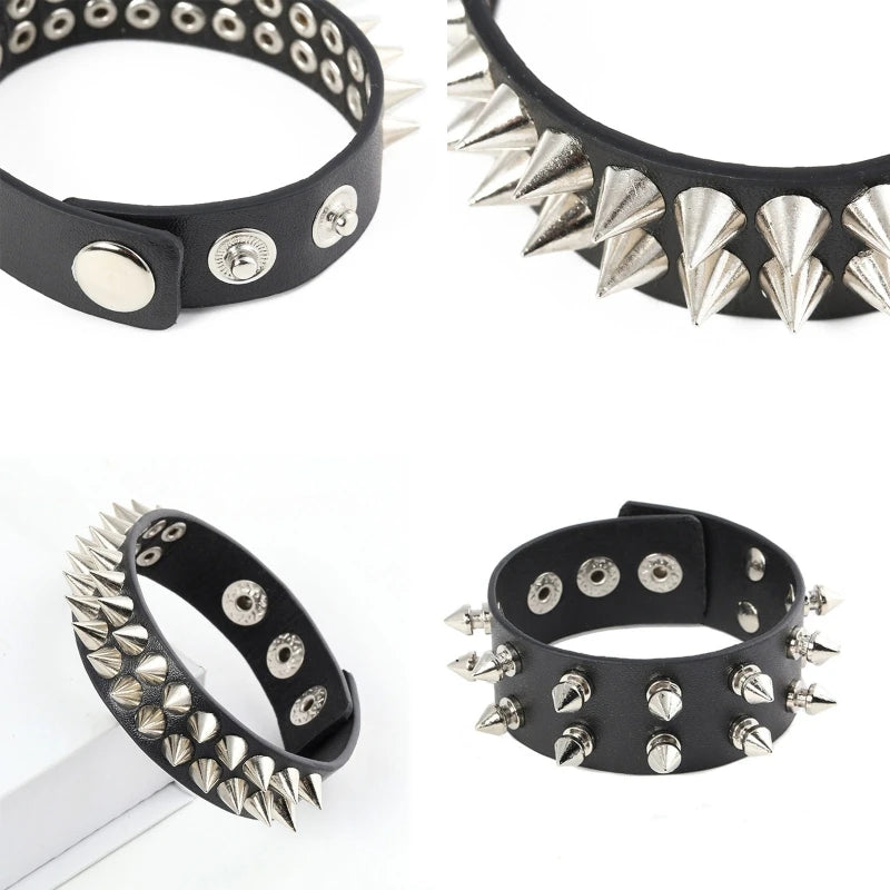 Punk Gothic Armband Spikes Armband Nieten Leder Manschette Armreif Metall Nieten Armband Schmuck Einstellbar Geschenk Unisex
