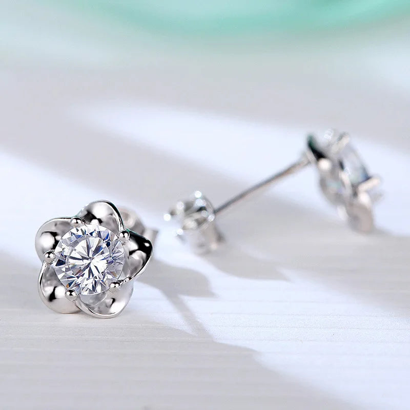 925 Sterling Silber Neue Frau Mode Schmuck Hohe Qualität Blau Rosa Weiß Lila Kristall Zirkon Heißer Verkauf Ohrringe H350
