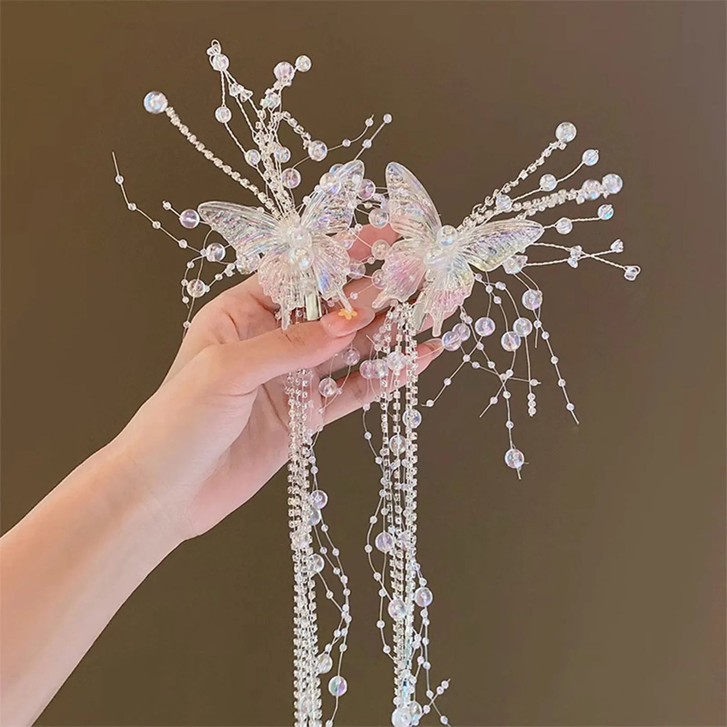 Fee Quaste Haarspange für Frauen Meerjungfrau Perle Schmetterling Seite Haarnadel exquisite elegante Hochzeit Party Reise Haarschmuck