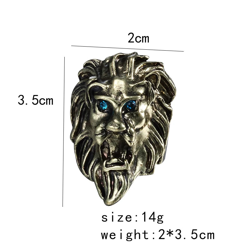 Mode Vintage Ring Hip Hop Blau Augen Löwenkopf Ringe Für Männer Punk Tier Ringe Für Jungen Unisex Finger Ring Schmuck Geschenke