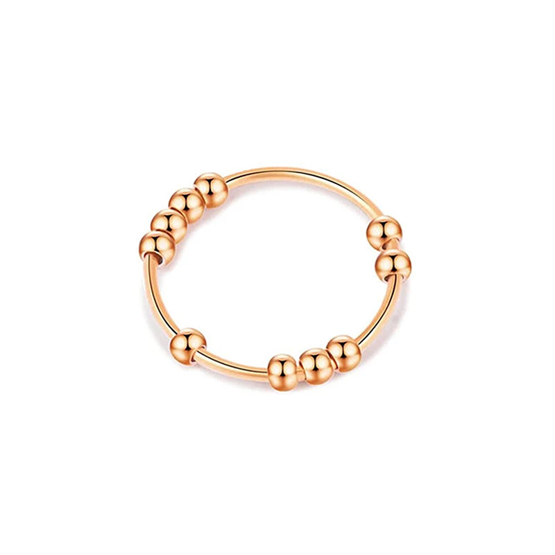 Neue Mode Perlen Angst Ringe Für Frauen Männer Edelstahl Frei Drehen Spinner Ring Paar Trend Einfache Schmuck Großhandel