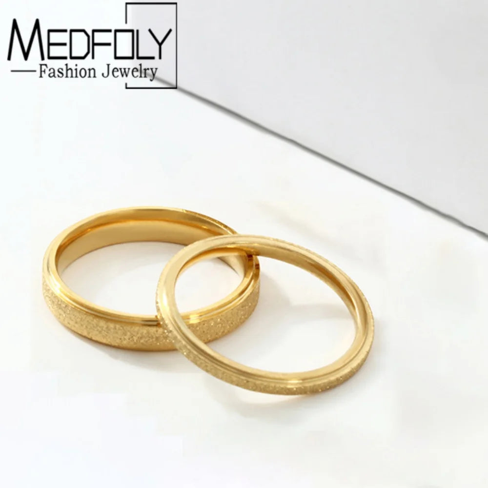 MEDFOLY Größe 6-11 2mm 4mm Luxus Paar Ringe Titan Stahl Matt Ring Frauen Romantische Hochzeit Schmuck zubehör