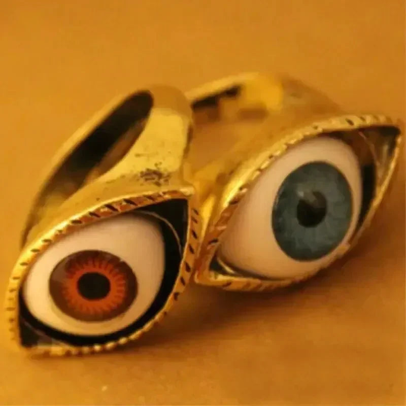 Gothic übertriebene Legierung Geometrie Punk Retro Persönlichkeit Schmuck braun Mode schicke Ringe blauen Stil Mode heißes Geschenk