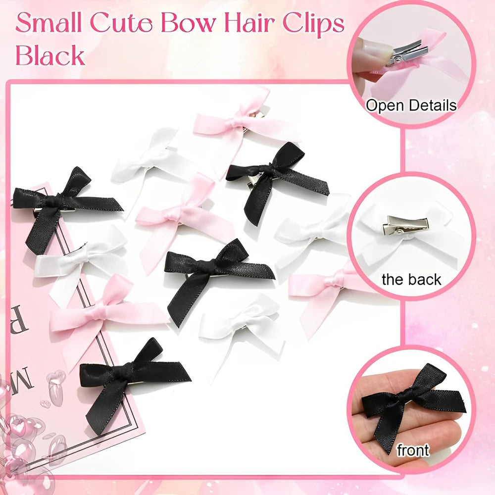 5-24Pcs Y2k Mädchen Bögen Mini Haar Clips Metall Haarnadel Kopfbedeckung Haarspange Handgemachte Band Bogen Pony Clip Mode haar Zubehör
