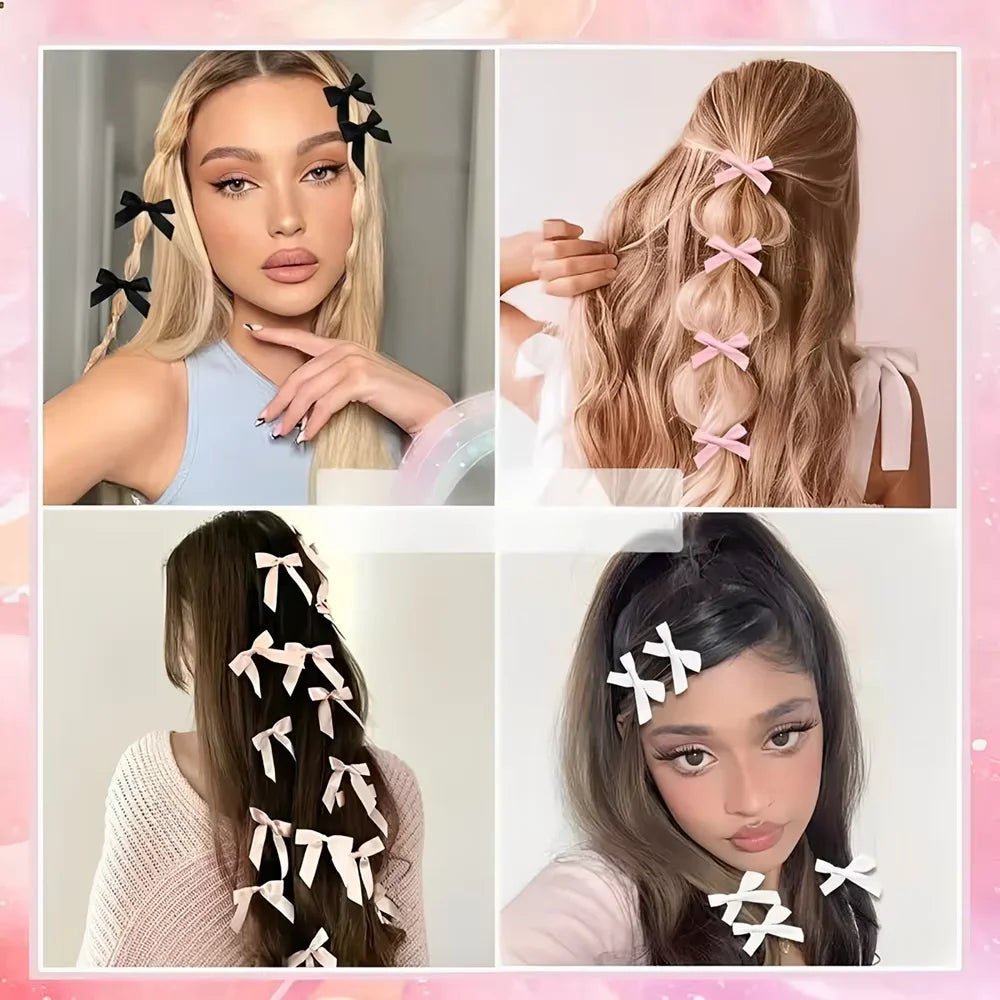 5/6/8/10Pcs Kinder Süße Einfarbig Mini Bowknot Mit Haar Clip Baby Mädchen Ballett Stil band Geflochtene Haar Zubehör Großhandel