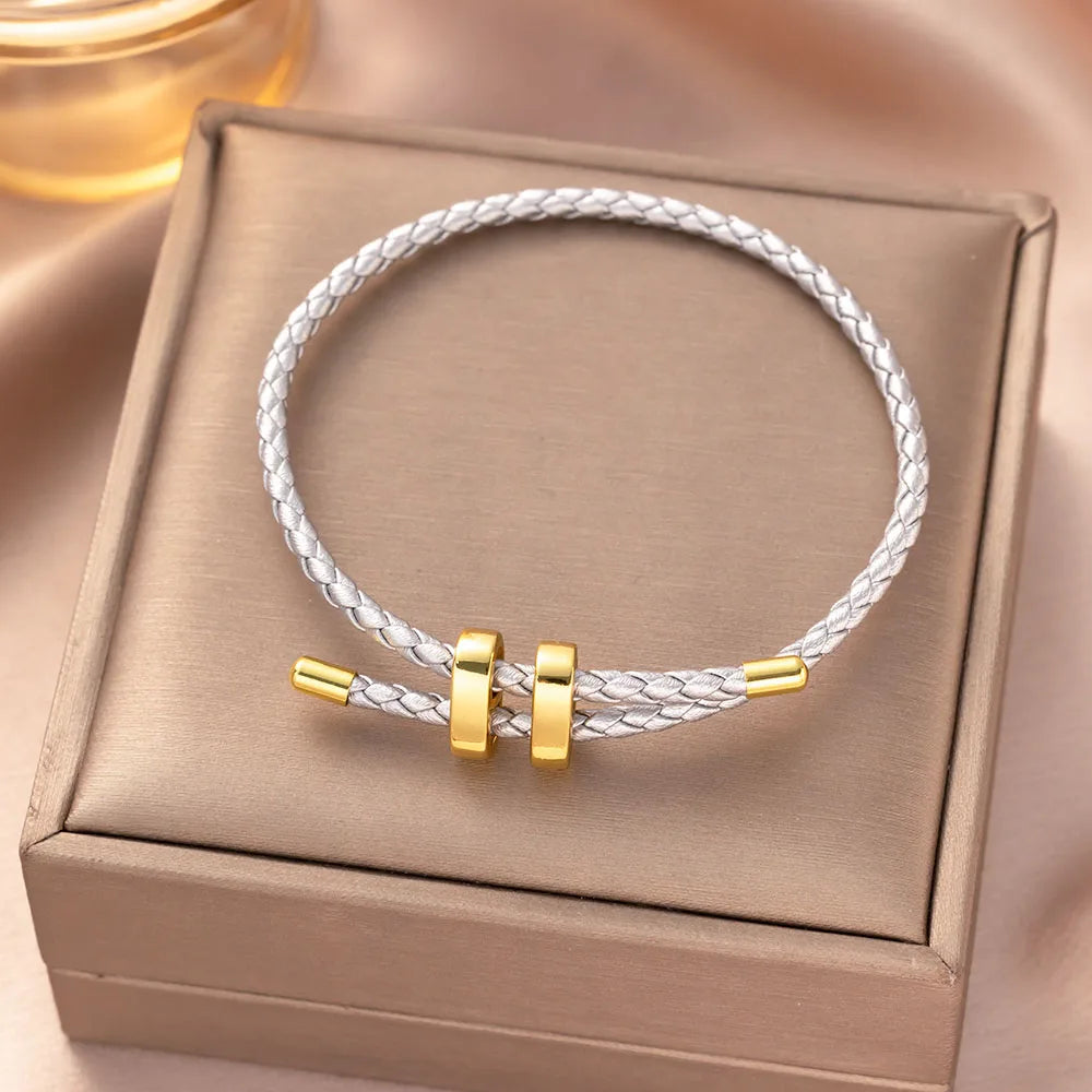 Trendige Armbänder mit rotem Faden für Damen und Herren, Edelstahl, geflochtenes Seil, verstellbares Charm-Armband, Unisex-Schmuck