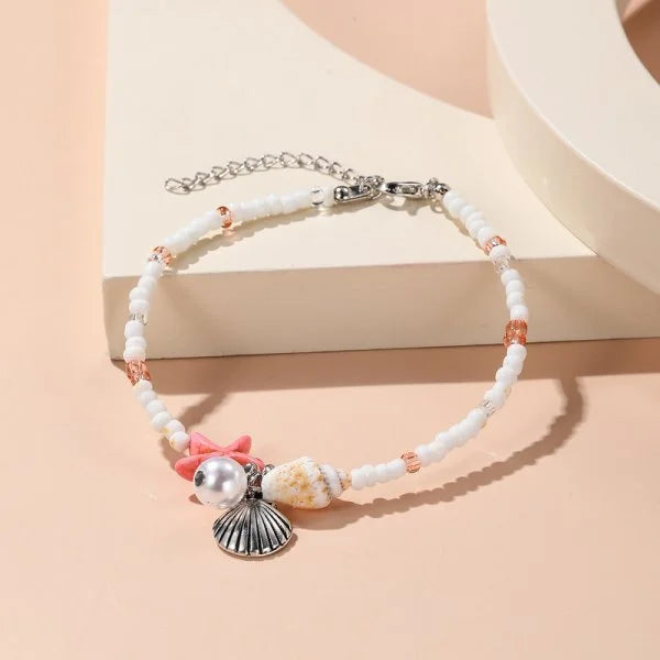 Bohemian Imitation Shell Perlen Armband Für Frauen Sea Star Schildkröte Gewebtes Seil Armband Handgemachte Freundschaft Strand Urlaub Schmuck