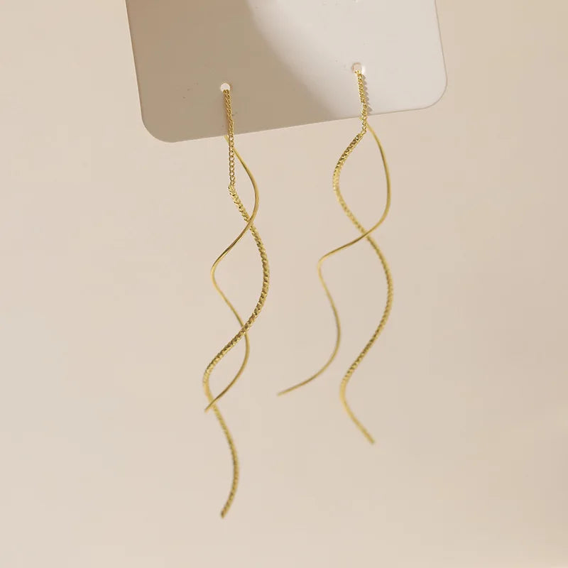 316L Edelstahl Lange Quaste Ohrringe Für Frauen Elegante Einfache Gold Farbe Tropfen Ohrring Stilvolle Schmuck Persönlichkeit Geschenk