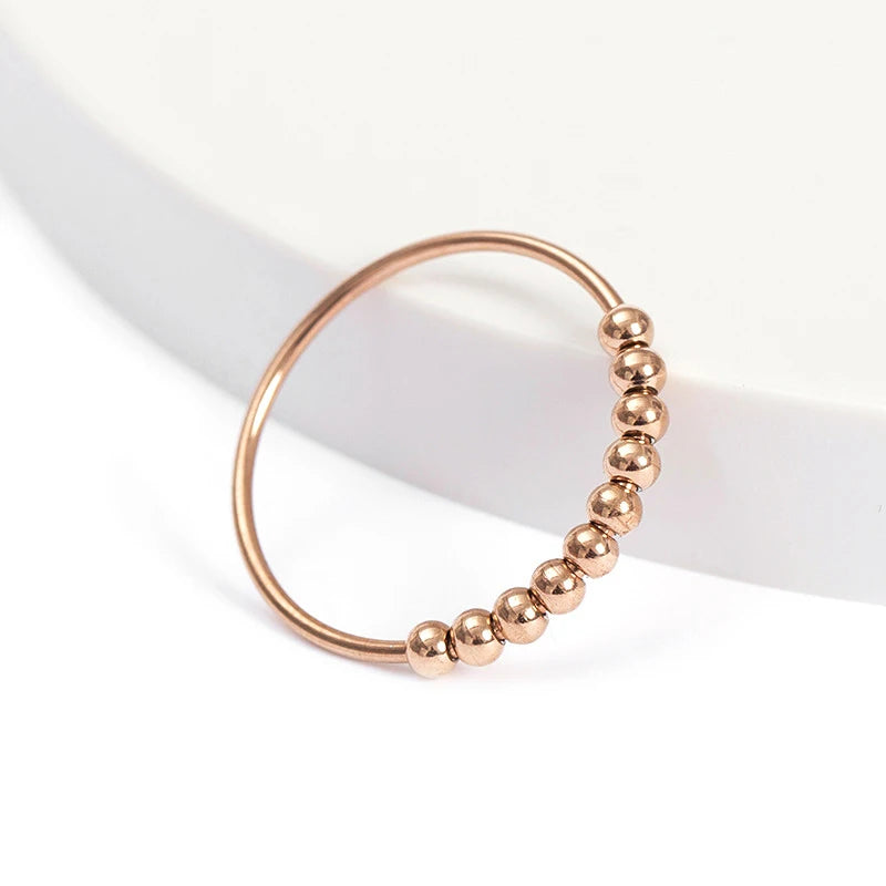 Neue Mode Perlen Angst Ringe Für Frauen Männer Edelstahl Frei Drehen Spinner Ring Paar Trend Einfache Schmuck Großhandel