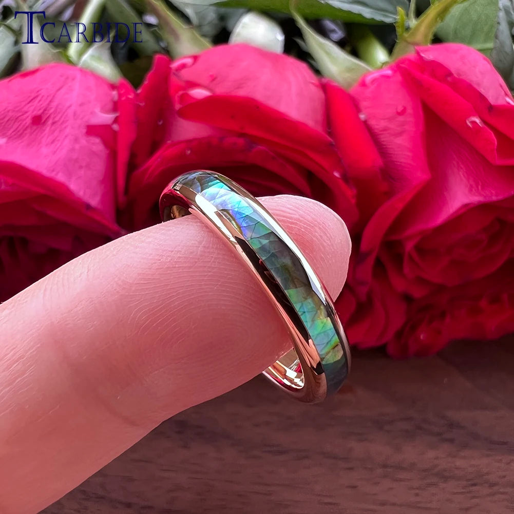 4mm Frauen Ring versand kostenfrei Wolfram Ehering Abalone Shell Inlay gewölbten polierten trend igen Schmuck
