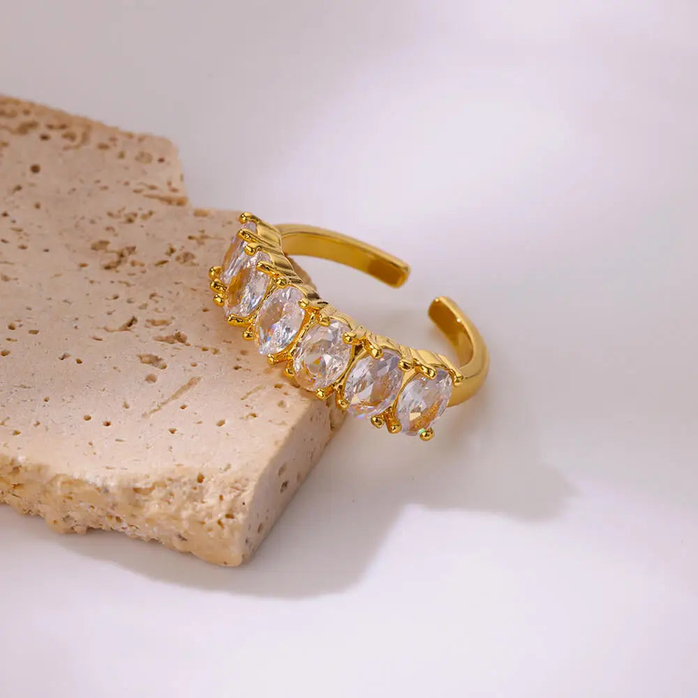 Zirkon Geometrische Herz Ringe Für Frauen Edelstahl Gold Farbe Ehering Luxus Ästhetischen Schmuck Paar Geschenk 2024